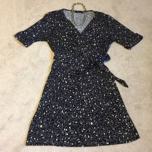 EUC Leopard Faux Wrap Dress